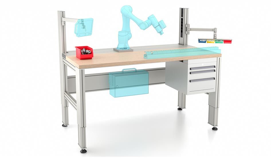 Expandable work bench for cobot integration